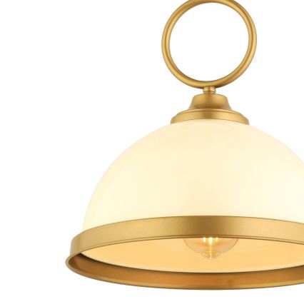 Hanglamp aan kabel MONZA 1xE27/40W/230V pr. 26 cm crème/brons