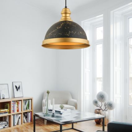Hanglamp aan kabel MONZA 1xE27/40W/230V Ø 29 cm zwart/brons