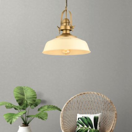 Hanglamp aan kabel MONZA 1xE27/40W/230V Ø 35 cm crème/bronskleurig