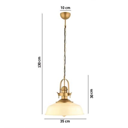 Hanglamp aan kabel MONZA 1xE27/40W/230V Ø 35 cm crème/bronskleurig