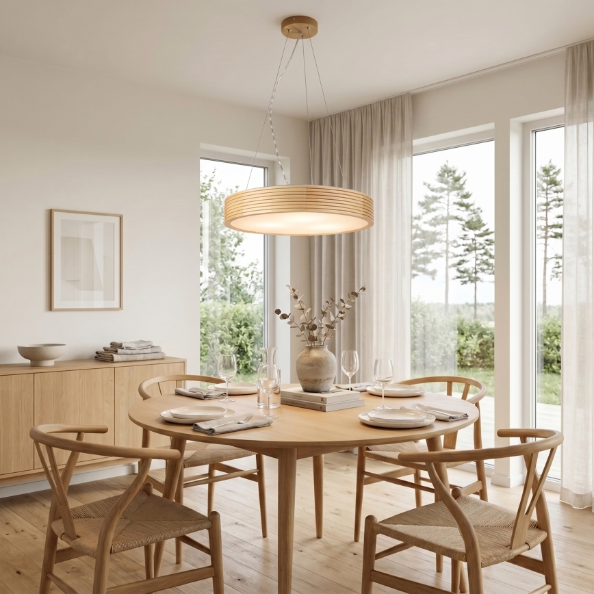 Hanglamp aan kabel NATURAL MODERN 3xE27/15W/230V Ø 47,5 cm grenen