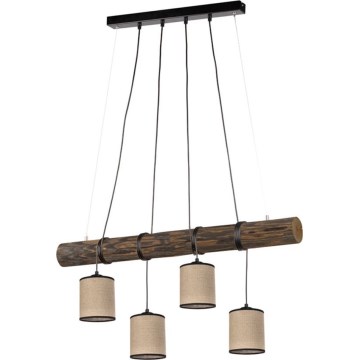 Hanglamp aan kabel NEGRO 4xE27/25W/230V grenen