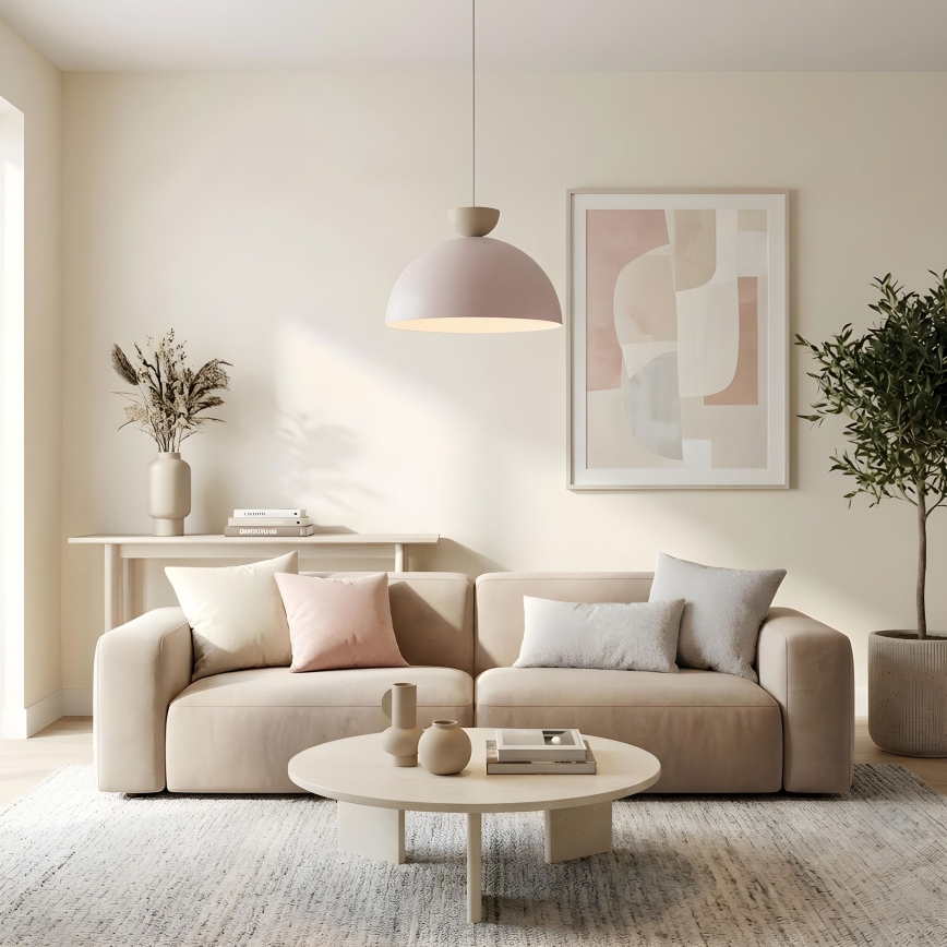 Hanglamp aan kabel NEVIS 1xE27/15W/230V Ø 50 cm crème