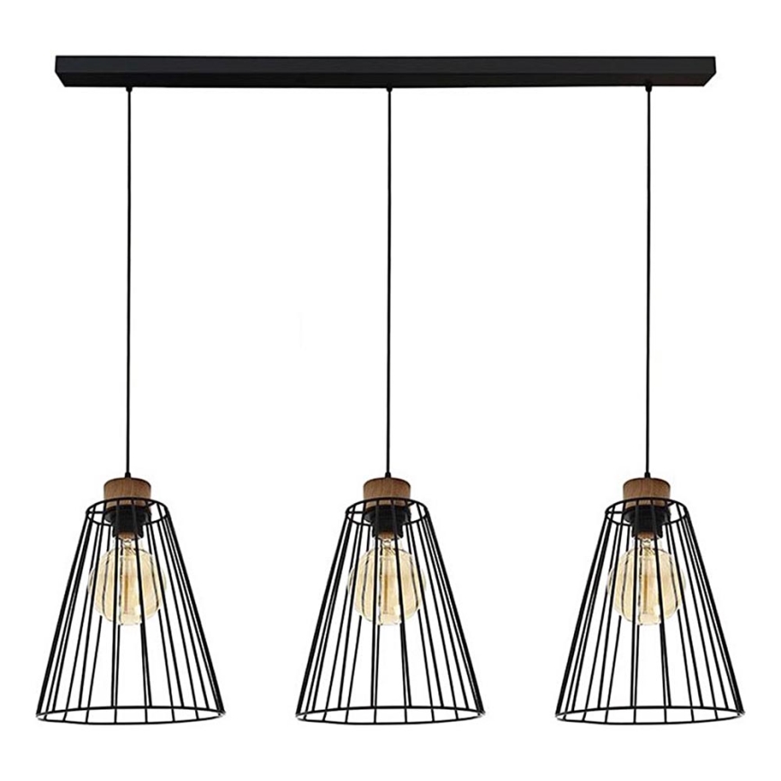 Hanglamp aan kabel ORAZIO 3xE27/60W/230V dennenhout