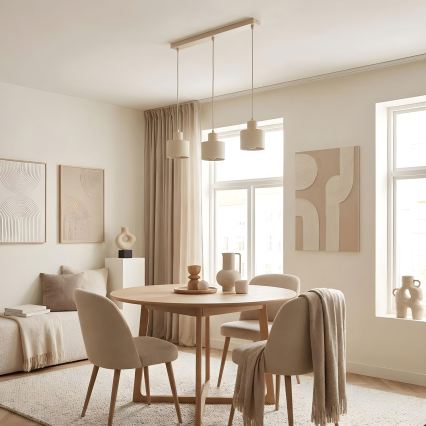 Hanglamp aan kabel PARKLA 3xE27/15W/230V beige