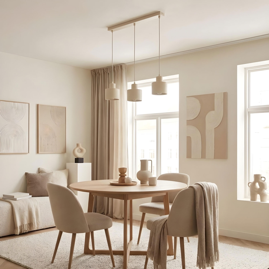 Hanglamp aan kabel PARKLA 3xE27/15W/230V beige