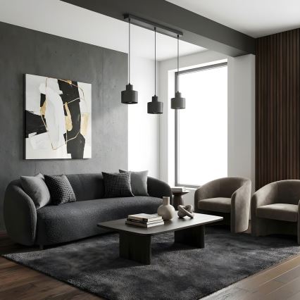 Hanglamp aan kabel PARKLA 3xE27/15W/230V zwart