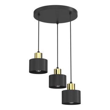 Hanglamp aan kabel PARKLA 3xE27/15W/230V zwart