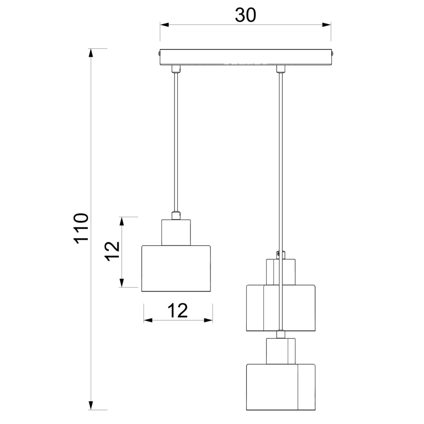 Hanglamp aan kabel PARKLA 3xE27/15W/230V zwart