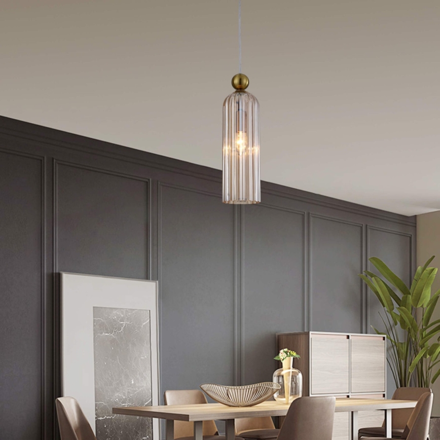 Hanglamp aan kabel PIEGA 1xE14/40W/230V messing/rookbeige