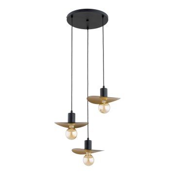 Hanglamp aan kabel SAVANA 3xE27/15W/230V zwart/goud