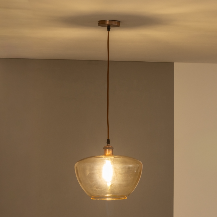 Hanglamp aan kabel SEVENTIES E27/60W/230V rookkleurig/bruin