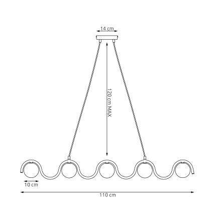 Hanglamp aan kabel SINUS 5xG9/8W/230V wit