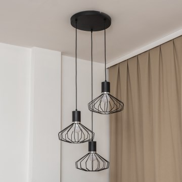 Hanglamp aan kabel SOLANO 3xE27/15W/230V zwart/glanzend chroom