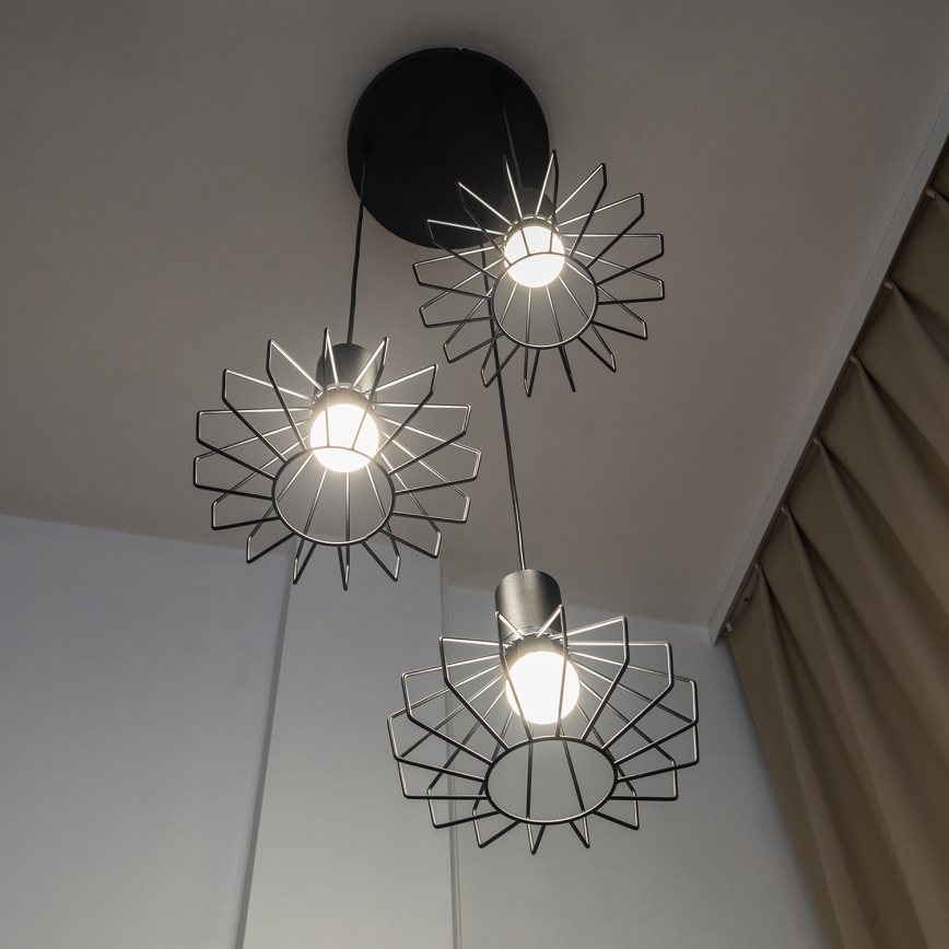 Hanglamp aan kabel SOLANO 3xE27/15W/230V zwart/glanzend chroom
