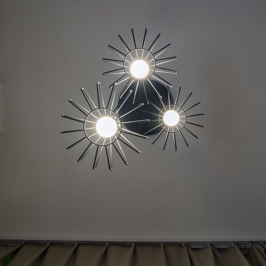 Hanglamp aan kabel SOLANO 3xE27/15W/230V zwart/glanzend chroom