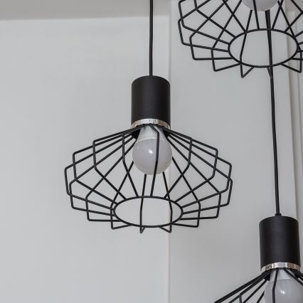 Hanglamp aan kabel SOLANO 3xE27/15W/230V zwart/glanzend chroom