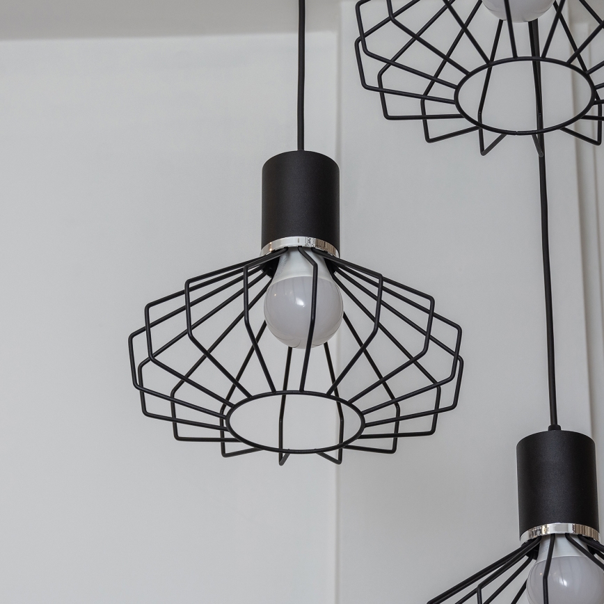 Hanglamp aan kabel SOLANO 3xE27/15W/230V zwart/glanzend chroom