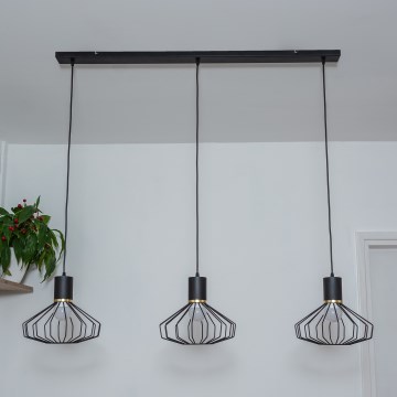 Hanglamp aan kabel SOLANO 3xE27/15W/230V zwart/goud