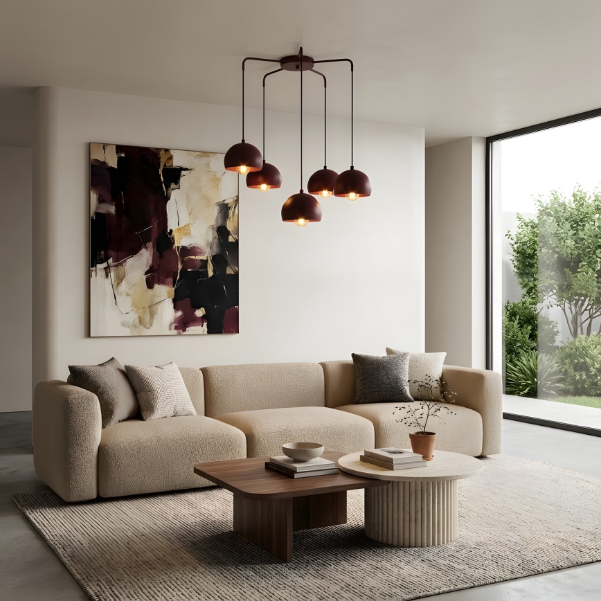 Hanglamp aan kabel SOOL 5xE27/15W/230V bordeaux
