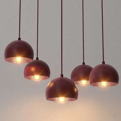 Hanglamp aan kabel SOOL 5xE27/15W/230V bordeaux