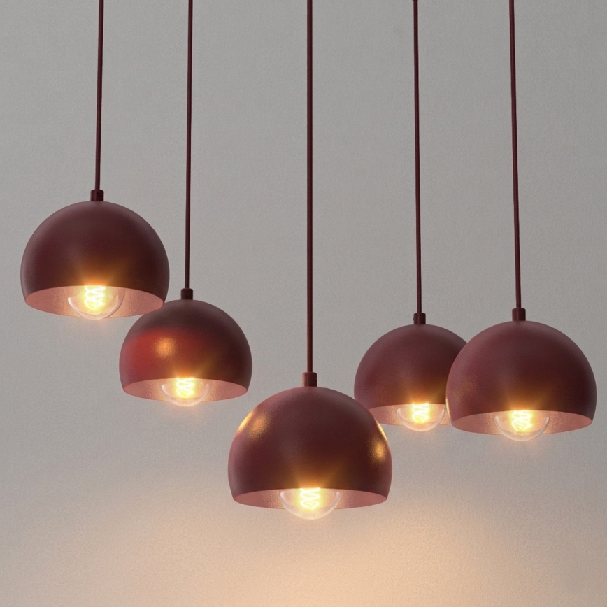 Hanglamp aan kabel SOOL 5xE27/15W/230V bordeaux