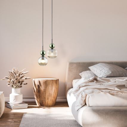 Hanglamp aan kabel SOPHIA 1xE14/10W/230V zwart/groen/rookbeige