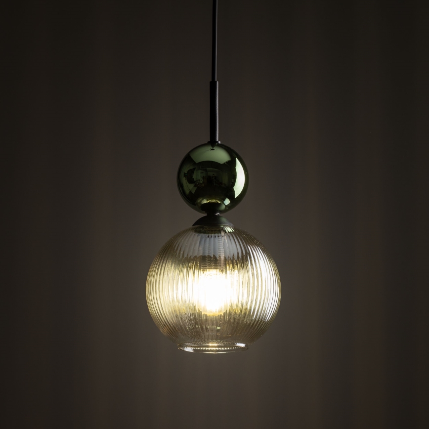 Hanglamp aan kabel SOPHIA 1xE14/10W/230V zwart/groen/rookbeige