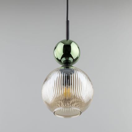 Hanglamp aan kabel SOPHIA 1xE14/10W/230V zwart/groen/rookbeige