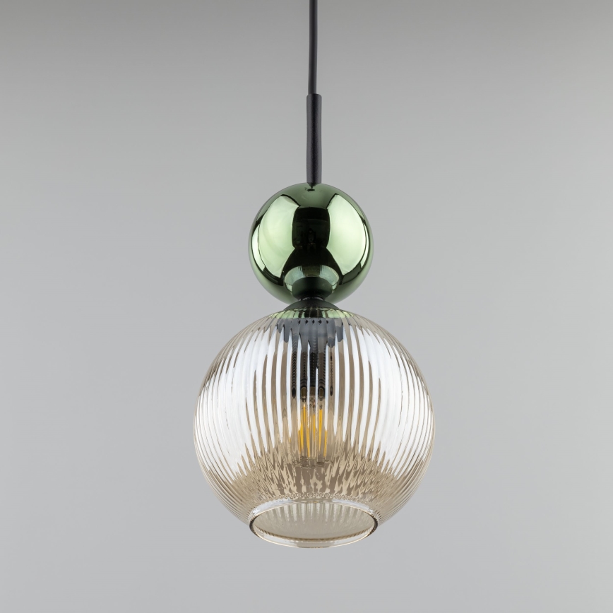 Hanglamp aan kabel SOPHIA 1xE14/10W/230V zwart/groen/rookbeige