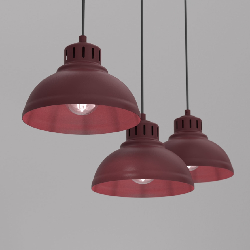 Hanglamp aan kabel SVEN 3xE27/15W/230V bordeaux