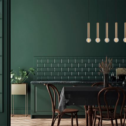 Hanglamp aan kabel TEMPO 5xE27/40W/230V, goudkleurig