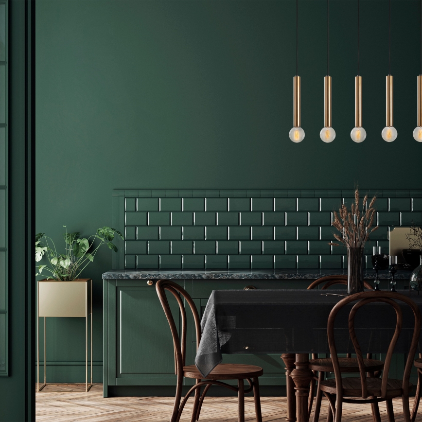 Hanglamp aan kabel TEMPO 5xE27/40W/230V, goudkleurig