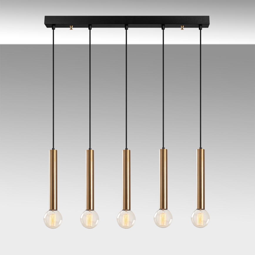 Hanglamp aan kabel TEMPO 5xE27/40W/230V, goudkleurig