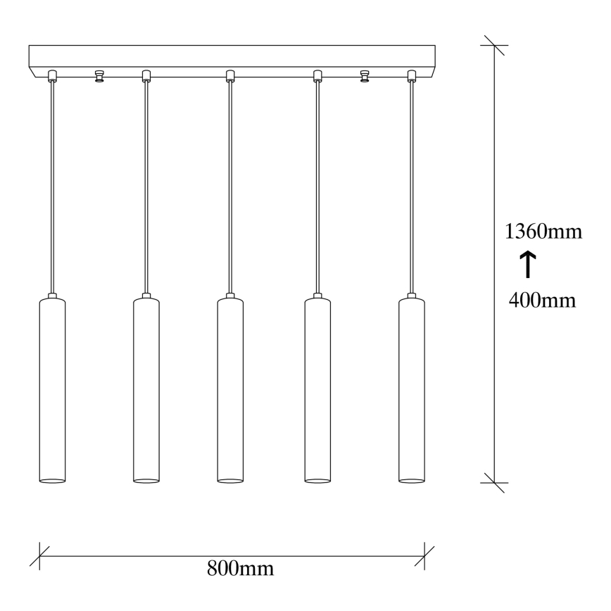 Hanglamp aan kabel TEMPO 5xE27/40W/230V, goudkleurig
