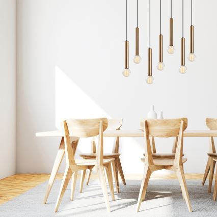 Hanglamp aan kabel TEMPO 7xE27/40W/230V goudkleurig