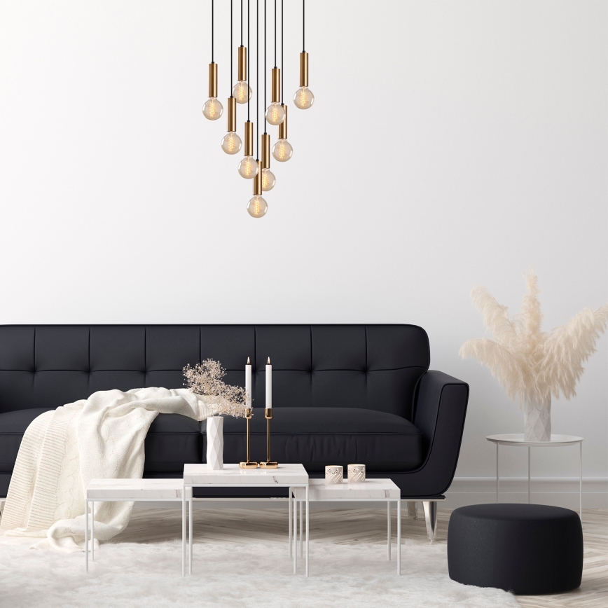 Hanglamp aan kabel TEMPO 9xE27/40W/230V goudkleurig