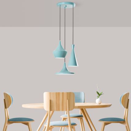 Hanglamp aan kabel TOM 3xE27/40W/230V blauw