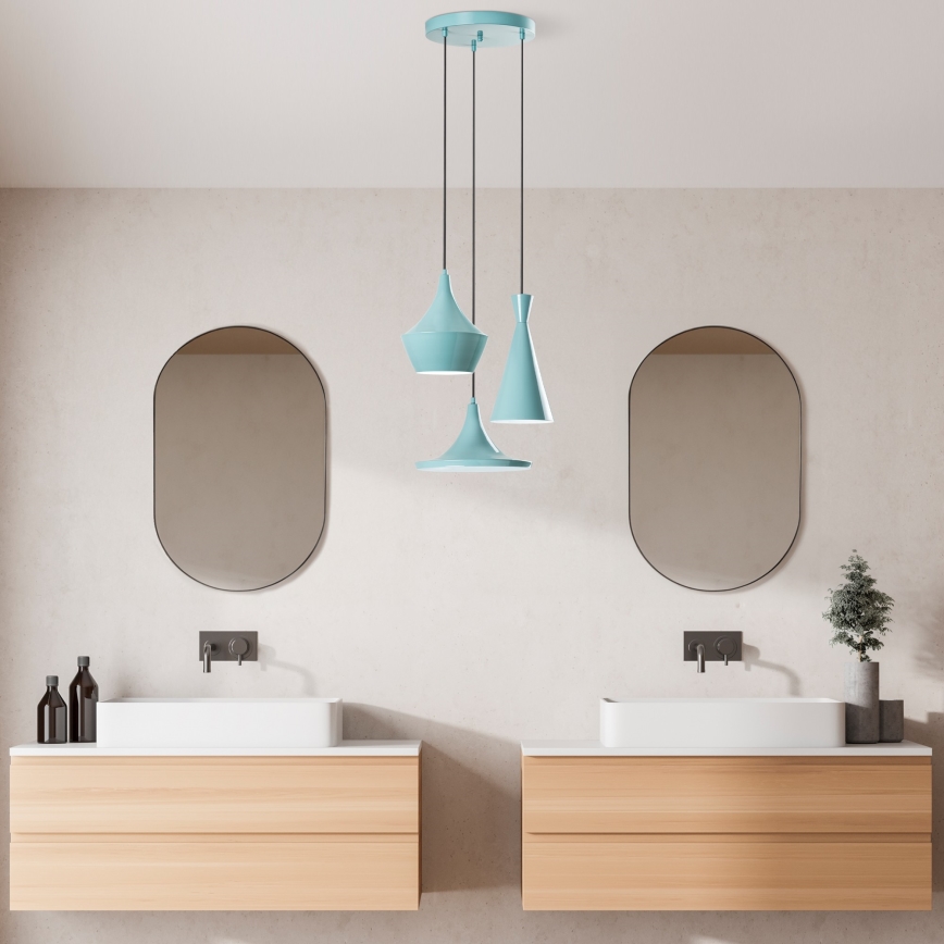 Hanglamp aan kabel TOM 3xE27/40W/230V blauw