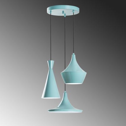 Hanglamp aan kabel TOM 3xE27/40W/230V blauw