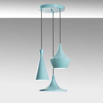 Hanglamp aan kabel TOM 3xE27/40W/230V blauw