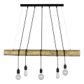 Hanglamp aan kabel TRABO 5xE27/60W/230V dennenhout