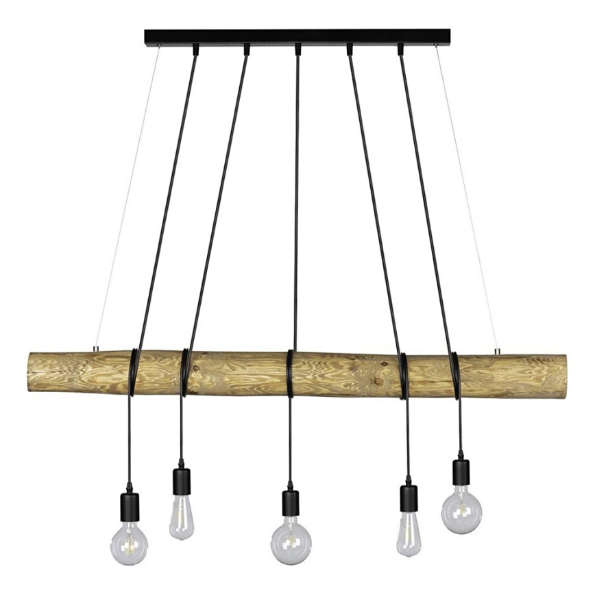 Hanglamp aan kabel TRABO 5xE27/60W/230V dennenhout