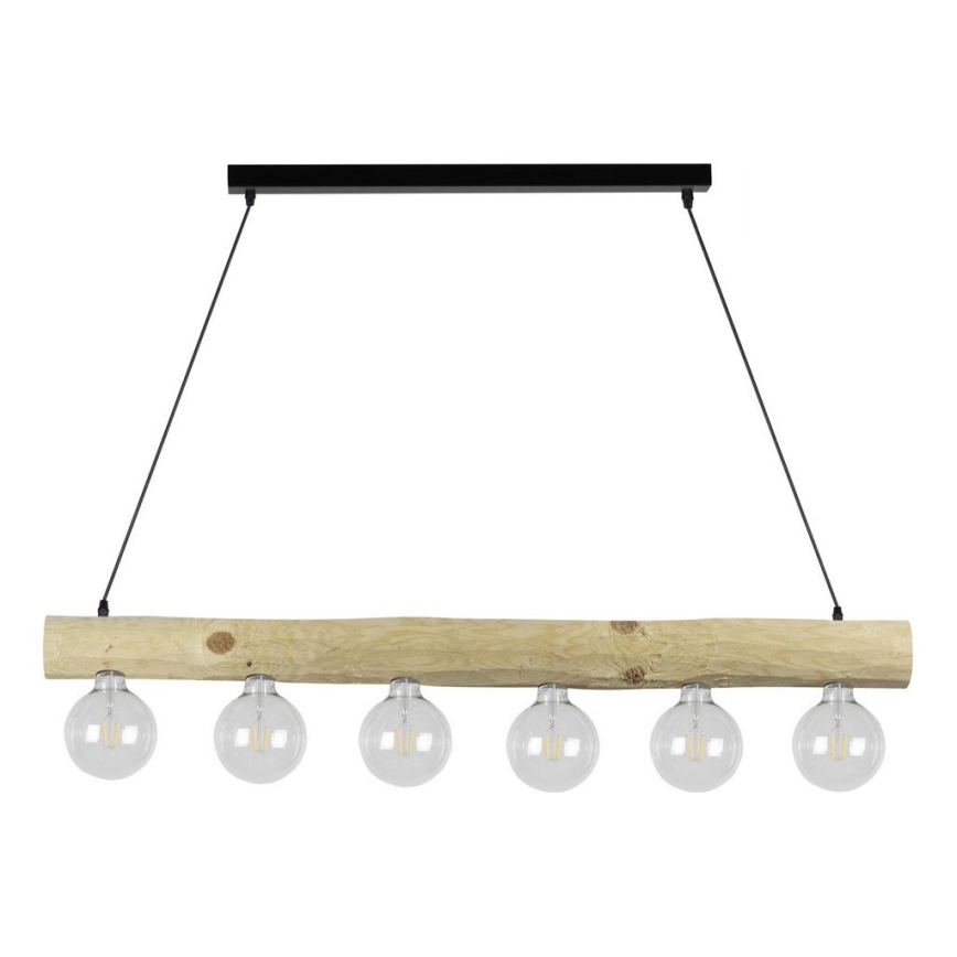 Hanglamp aan kabel TRABO 6xE27/60W/230V dennenhout