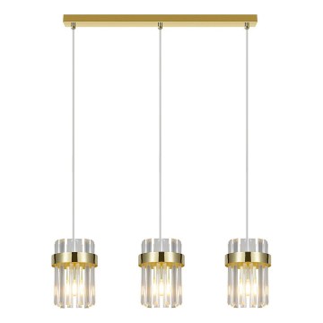 Hanglamp aan kabel VETRO 3xE14/10W/230V goudkleurig