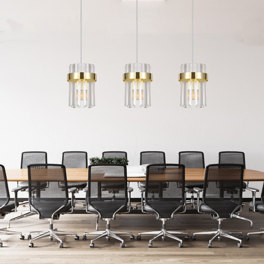 Hanglamp aan kabel VETRO 3xE14/10W/230V goudkleurig