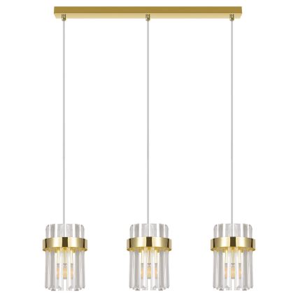 Hanglamp aan kabel VETRO 3xE14/10W/230V goudkleurig