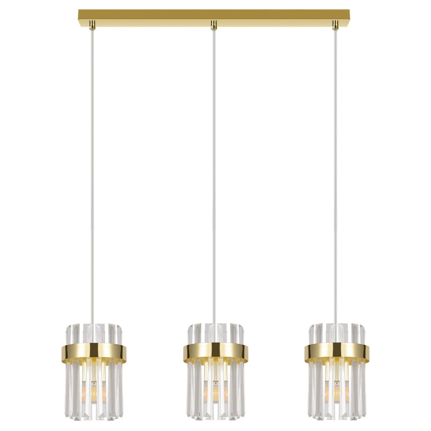 Hanglamp aan kabel VETRO 3xE14/10W/230V goudkleurig