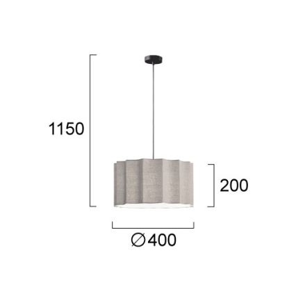 Hanglamp aan kabel WAVY 1xE27/14W/230V grijs