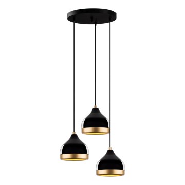 Hanglamp aan kabel YILDO 3xE27/40W/230V zwart/goud